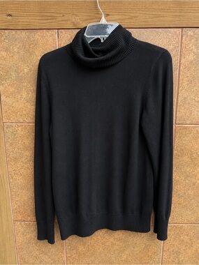 LL Bean Cotton Cashmere Turtleneck Sweater Black M